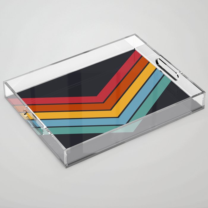 Ploma - Classic V Shape 70s Summer Style Retro Stripes Acrylic Tray