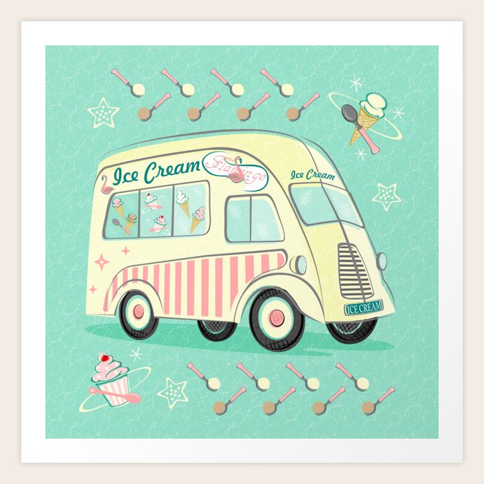 Vintage Ice Cream Van Art Print by studioxtine Society6