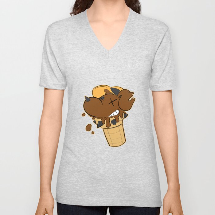 Cone Dog Chocolate V Neck T Shirt