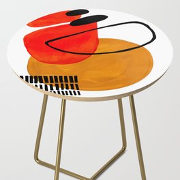 Mid Century Modern Abstract Vintage Pop Art Space Age Pattern Orange Yellow Black Orbit Accent Side Table