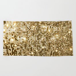 Golden Metallic Glitter Sequins Beach Towel
