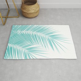 Soft Turquoise Palm Leaves Dream - Cali Summer Vibes #1 #tropical #decor #art #society6 Area & Throw Rug