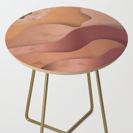 Burgundy Metallic Waves flowing through Abstract Mountains Side Table
