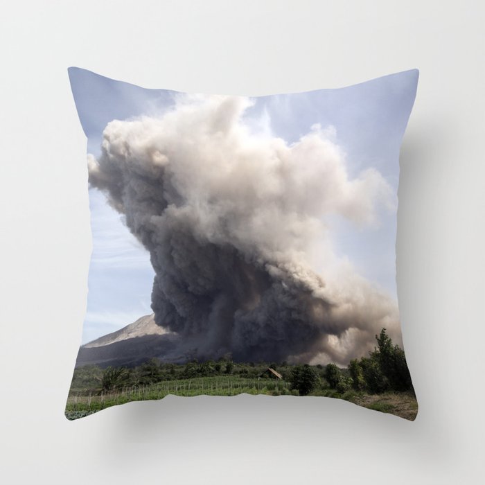 Mount Sinabung Volcano Eruption Throw Pillow