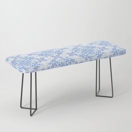 Peonies and Paisley in Blue and White Bench