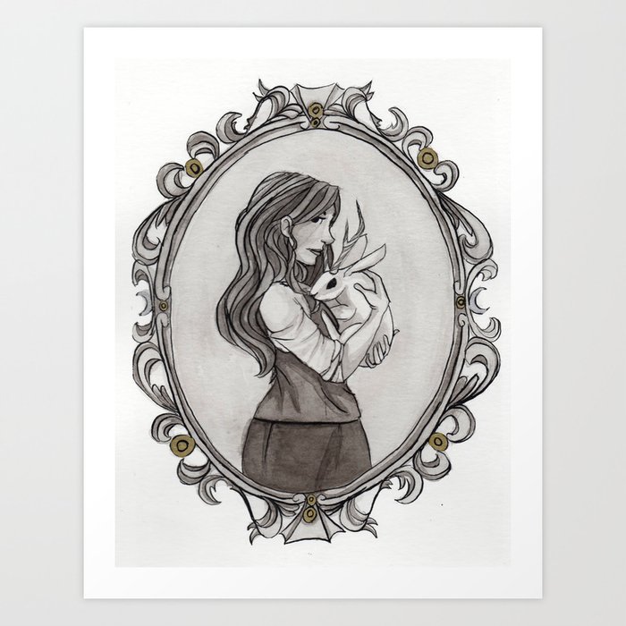 Portrait Of A Girl With A Jackalope Art Print By Sydney Smith Society6