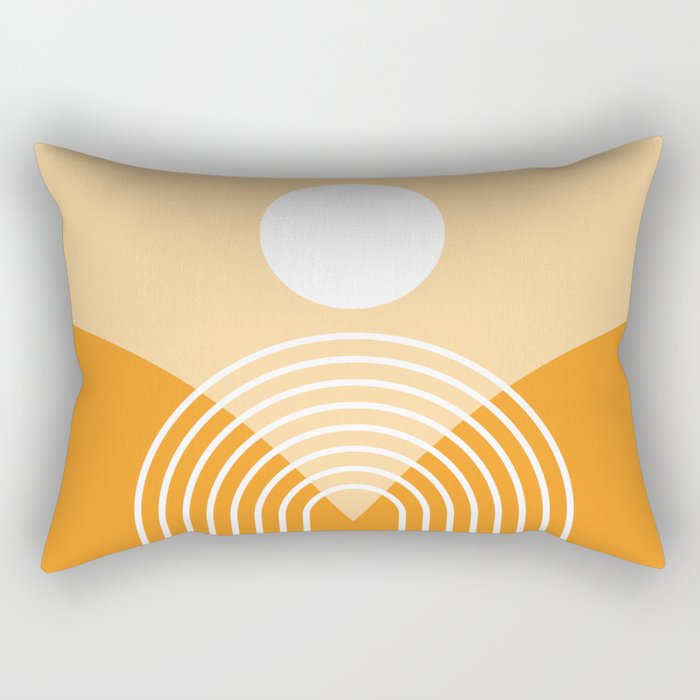 Geometric Rainbow Sun Abstract 42 in Orange Yellow Rectangular Pillow