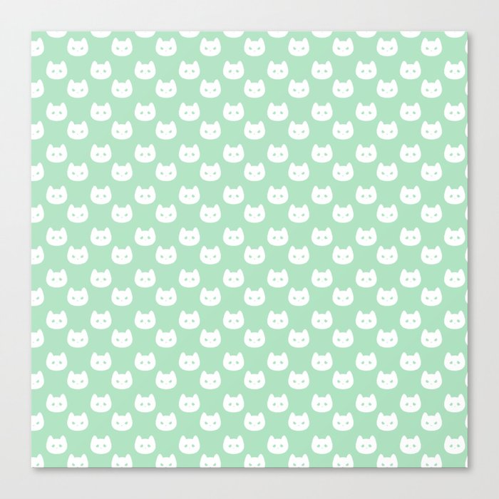 Kitty Dots in Green Canvas Print