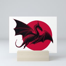 Dragon and Moon Lino Print Mini Art Print