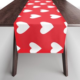 Small Hearts Pattern (white/red) Table Runner