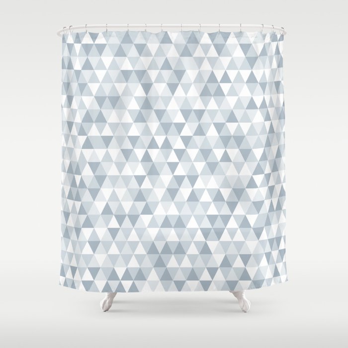Shades Of Ice Gray Triangles Pattern Shower Curtain By Vrijformaat