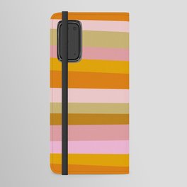 Colorful Retro Pink and Ochre Stripes Android Wallet Case