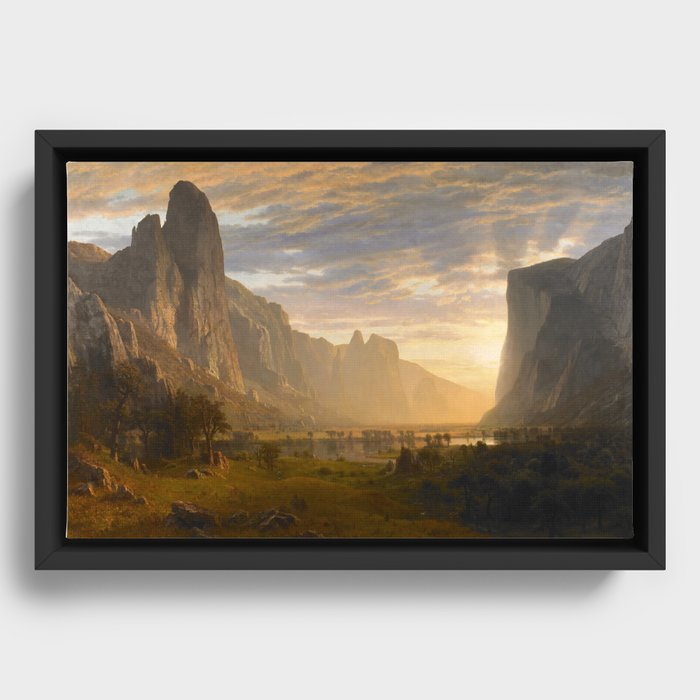 Looking Down Yosemite Valley, California - Albert Bierstadt Framed Canvas