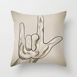 ASL I Love You Sepia Tones Throw Pillow
