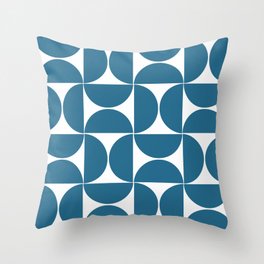 Blue mid century modern geometric shapes Throw Pillow