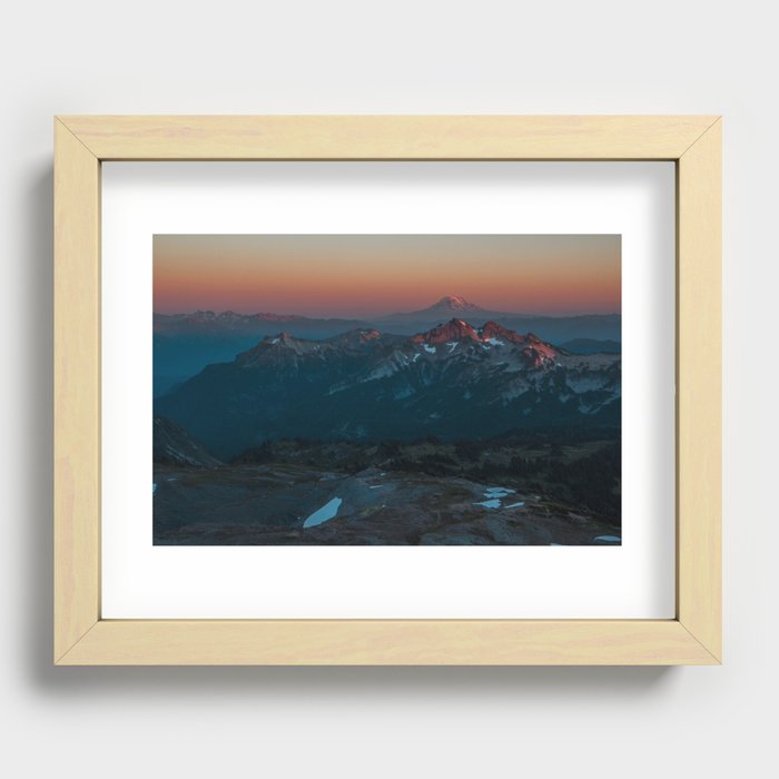 Mount Hood sunset from Mount Rainier Recessed Framed Print