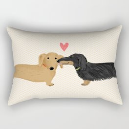 Cute Wiener Dogs with Heart | Dachshunds Love Rectangular Pillow