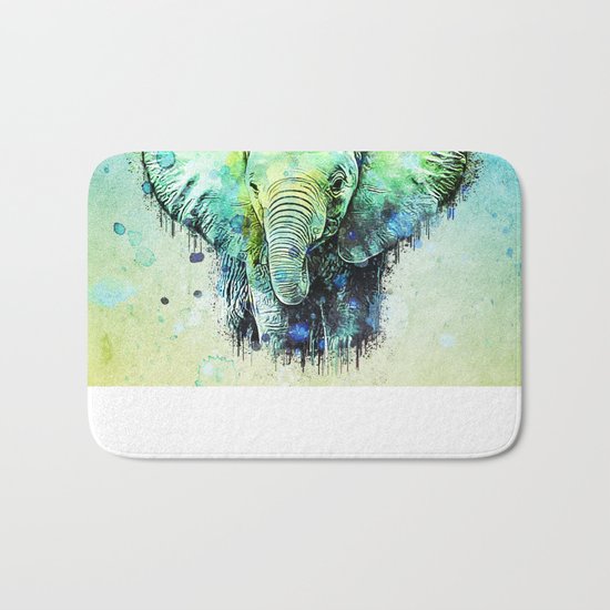 watercolor elephant Bath Mat
