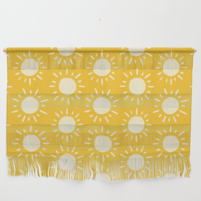 Retro Sun Pattern - Yellow Mustard Palette Wall Hanging