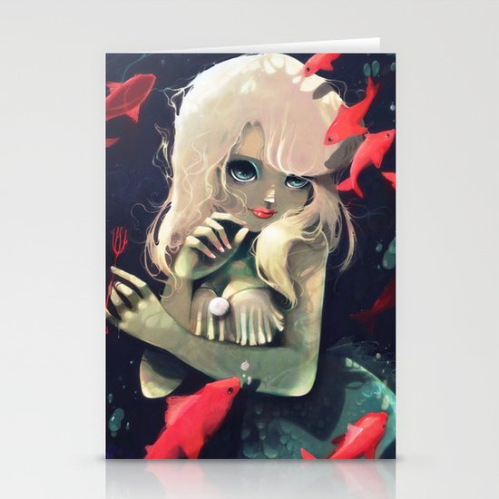 Sirene d'eau douce a la fourchette Stationery Cards