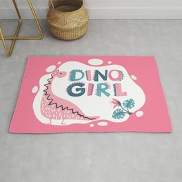 Dino Girl, Pink Rug