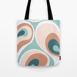 Trippy Psychedelic Abstract Design in Teal, Peach, Light Blue and Salmon Pink Tote Bag