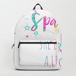 She leaves a little spark wherever she goes watercolor quote Backpack