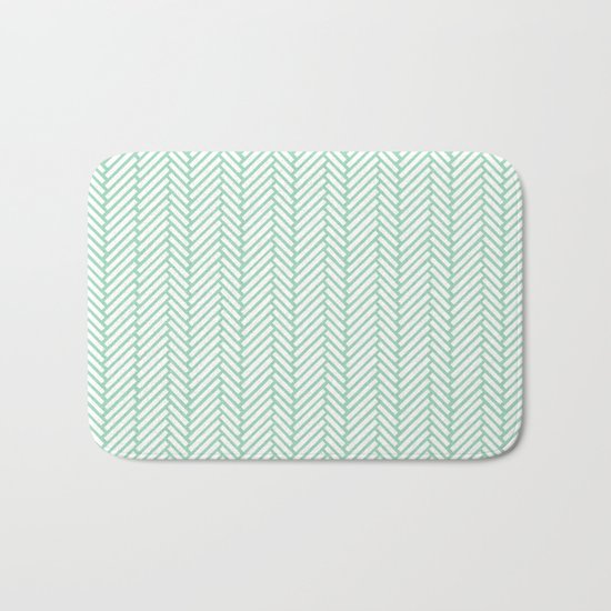 Herringbone Mint Bath Mat