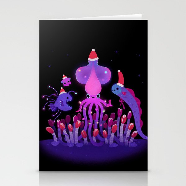 Christmas in the deep sea Stationery Cards