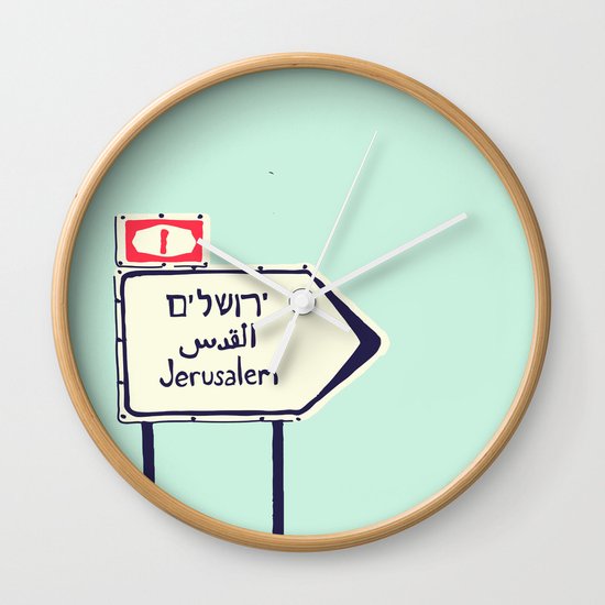 Jerusalem This Way Wall Clock