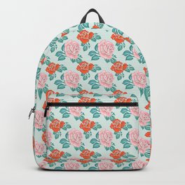 Pink and orange roses floral pattern Backpack