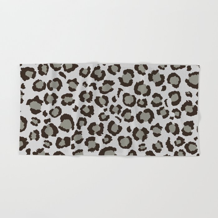 Grey Leopard Print Just Gray Neural Grey Hand Bath Towel by