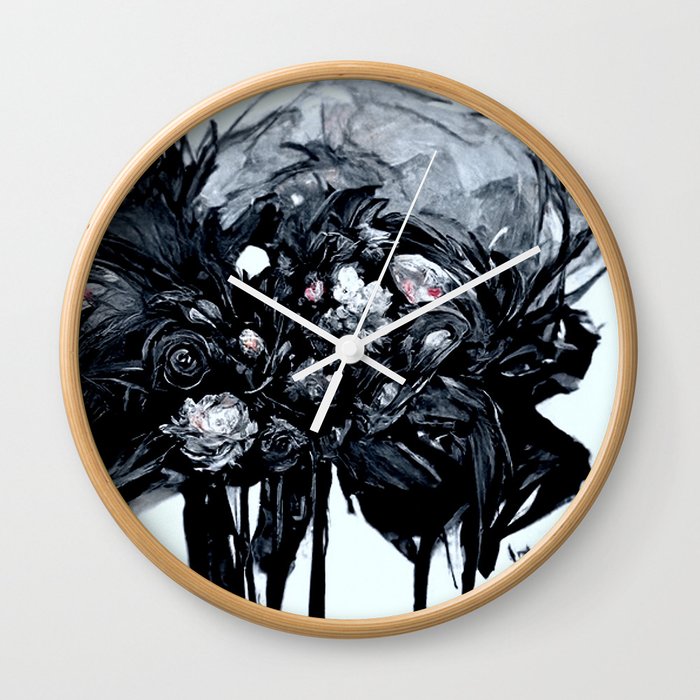 Black Roses - Abstract Art Take Two Wall Clock