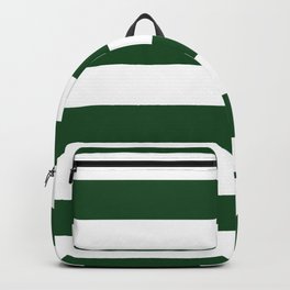 Jumbo Forest Green and White Rustic Horizontal Cabana Stripes Backpack
