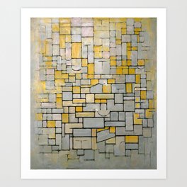 Piet Mondrian (Dutch,1872-1944) - Tableau No. I Composition No. I Compositie 7 (Ocher, Blue, Gray & Pink) - Date: 1914 - Style: De Stijl (Neoplasticism), Cubism, Abstract - Media: Oil on canvas - Digitally Enhanced Version (2000dpi) - Art Print