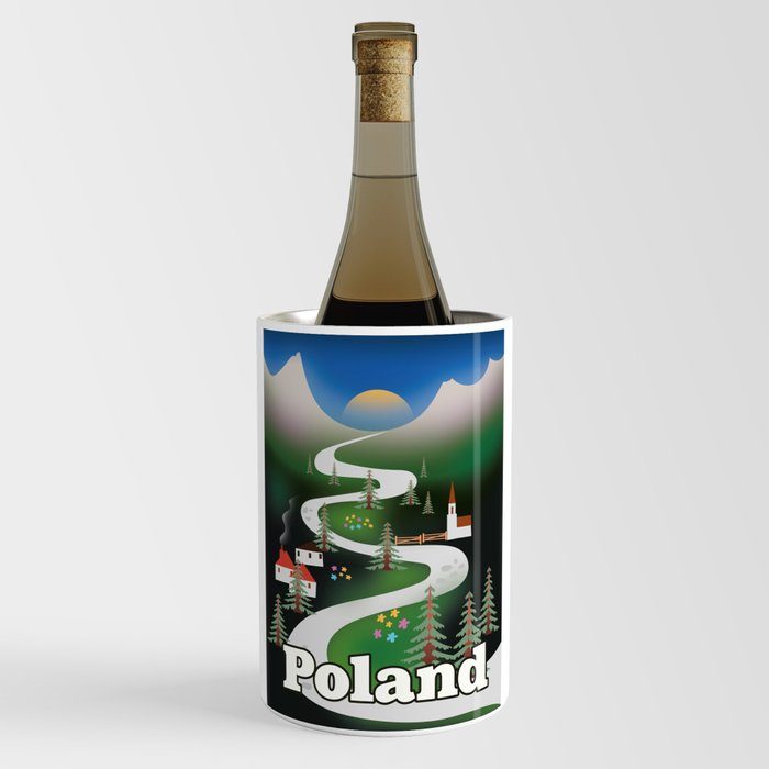 Poland vintage style travel print Wine Chiller