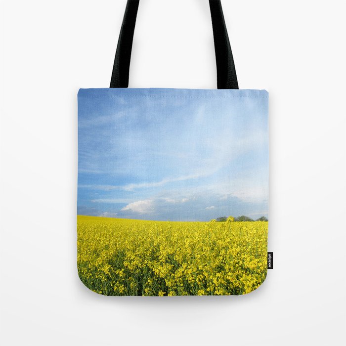  Yellow field of flowering rape - nature landscape photography  Tote Bag
