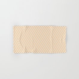 [ Thumbnail: Brown and Mint Cream Colored Striped Pattern Hand & Bath Towel ]
