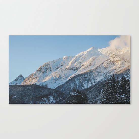Snow on the mountains. Canvas Print