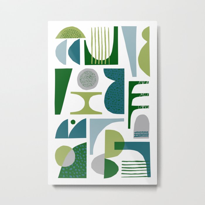 Modern Abstract  Green Pattern 004 Metal Print