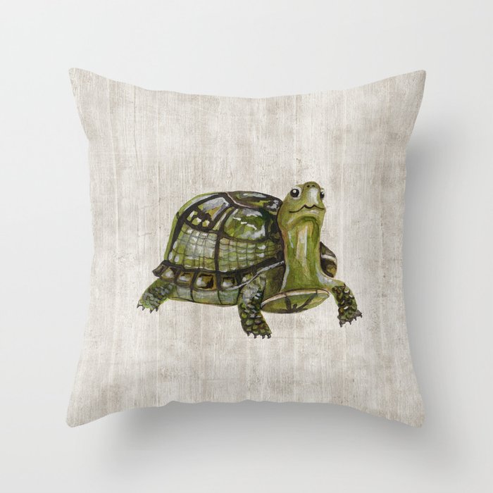 Little Turtle, Forest Animals, Woodland Decor, Woodland Art, Throw Pillow
