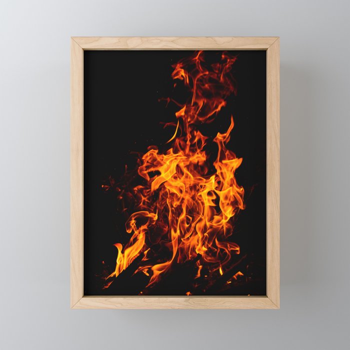 Flame of campfire Framed Mini Art Print