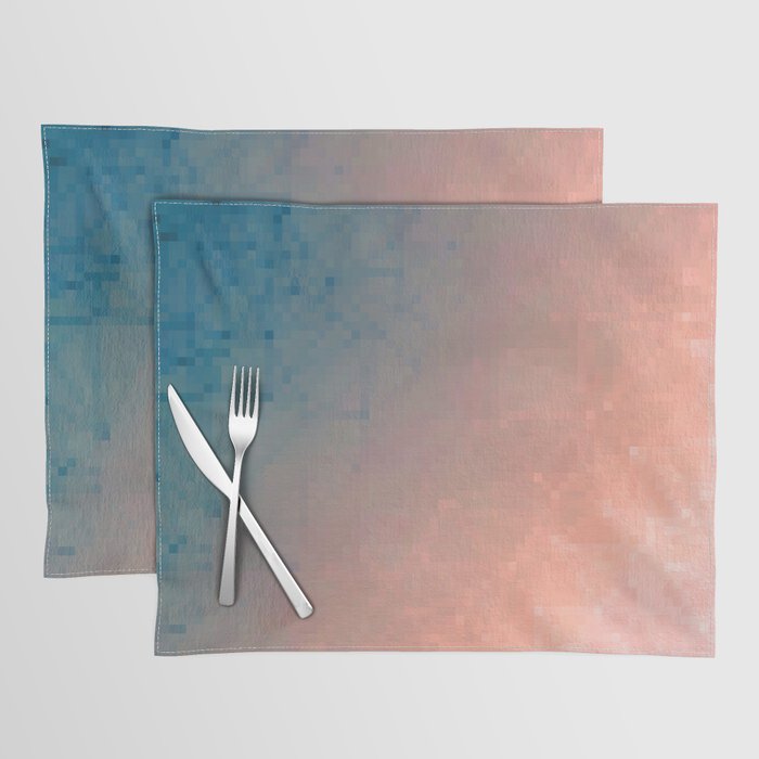 geometric pixel square pattern abstract background in pink blue Placemat