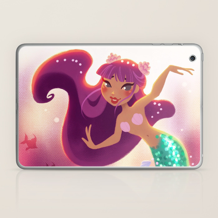 Mermaid With Purple Hair Laptop Ipad Skin By Dylanbonner Society6