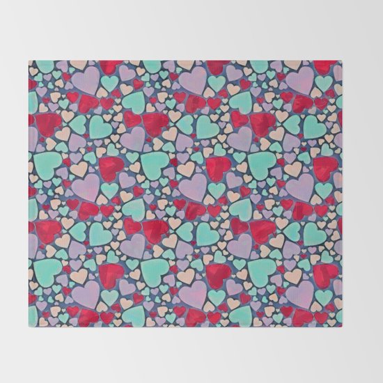 Sweet hearts mosaic pattern Throw Blanket