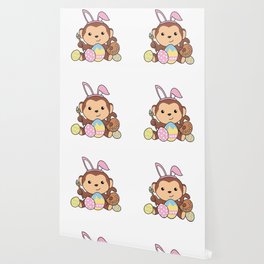 Cute Monkey For Easter With Easter Eggs As Easter Wallpaper