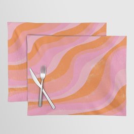 Pink 70s Retro Swirl Waves Placemat