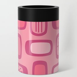 Midcentury MCM Rounded Rectangles Hot Pink Can Cooler