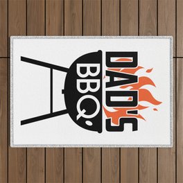 Dad's BBQ Cool Father Grill Barbecue Slogan Outdoor Rug