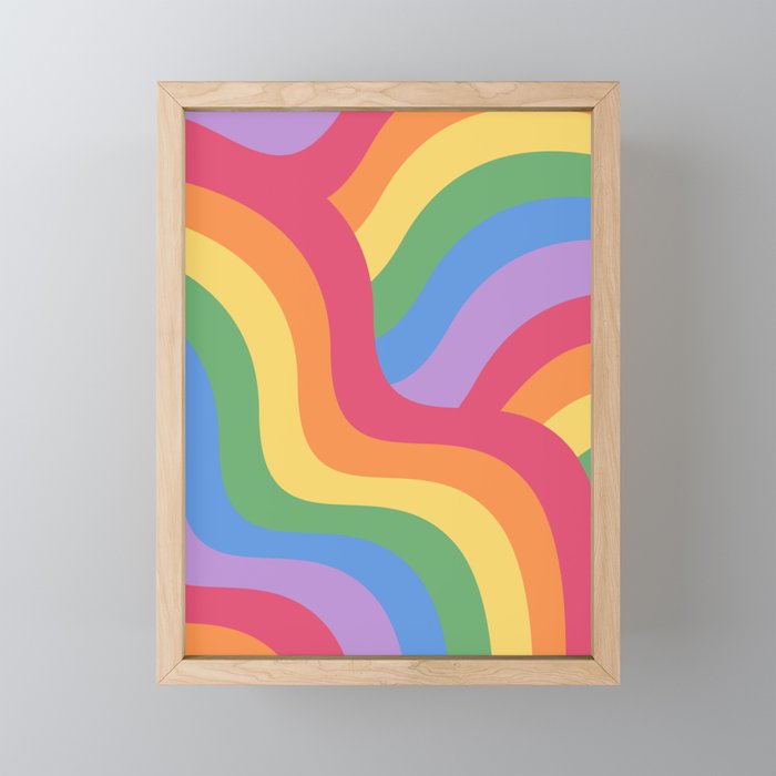 PRIDE Flag Rainbow Retro Swirls III Framed Mini Art Print